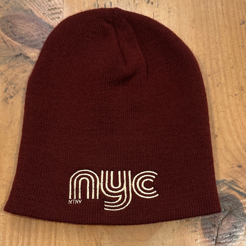 NYC Embroidered Maroon Beanie